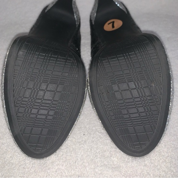 Women’s 7M RAMPAGE TANGELA Black & Silver Sparkly Glitter 4 1/2” High Heels EXC - Picture 14 of 15